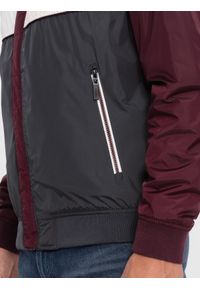 Ombre Clothing - Kurtka męska sportowa - bordowa V18 C447 - S. Kolor: czerwony. Materiał: poliester, polar. Sezon: jesień. Styl: sportowy #3