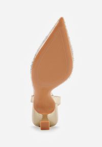 Renee - Złote Czółenka z Przezroczystą Cholewką Ozdobione Perełkami i Cyrkoniami Karenetia. Kolor: złoty. Szerokość cholewki: normalna. Wzór: aplikacja. Styl: elegancki #8