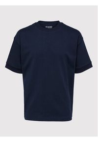 Selected Homme T-Shirt Corton 16085663 Granatowy Oversize. Kolor: niebieski. Materiał: bawełna