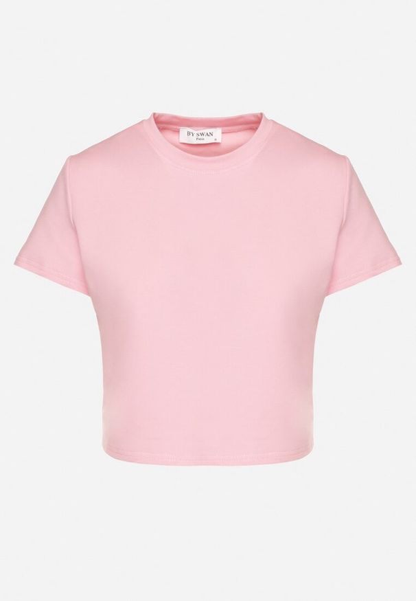 Born2be - Różowy T-shirt z Bawełny o Krótkim Kroju Galarina. Okazja: na co dzień. Kolor: różowy. Materiał: bawełna. Długość: krótkie. Styl: klasyczny, elegancki, casual