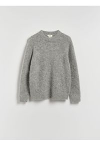 Reserved - Sweter z wełny i alpaki - ciemnoszary. Kolor: szary. Materiał: wełna