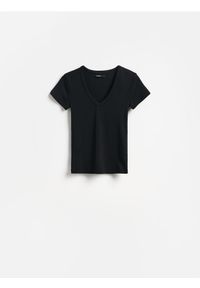 Reserved - T-shirt z bawełną - czarny. Kolor: czarny. Materiał: bawełna #1