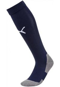 Getry piłkarskie Puma Liga Core Socks. Kolor: niebieski. Materiał: elastan, poliester, bawełna. Sport: piłka nożna