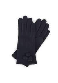 Wittchen - Damskie rękawiczki wełniane z okrągłymi ozdobami. Kolor: niebieski. Materiał: wełna. Wzór: aplikacja. Styl: klasyczny #1