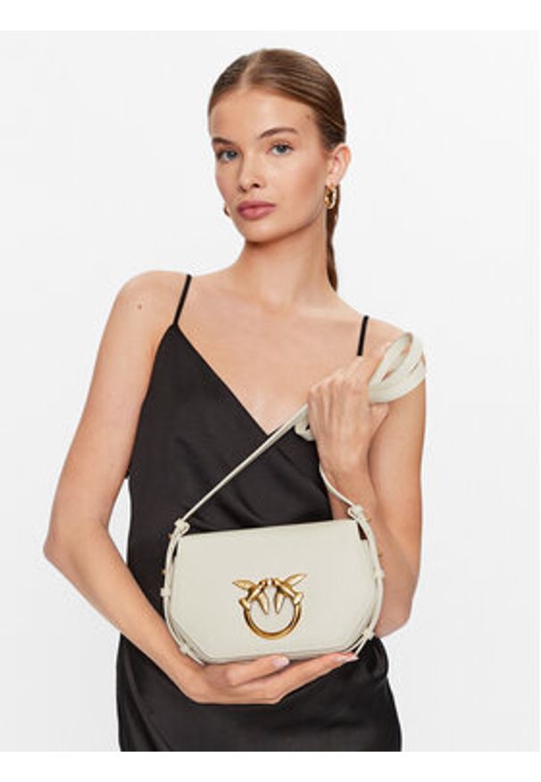 Pinko Torebka Love Click Exagon Mini PE 23 PLTT 100075 A0F1 Biały. Kolor: biały. Materiał: skórzane