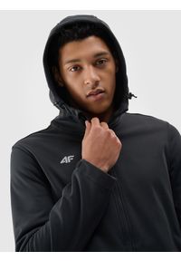 4f - 4F Kurtka softshell wiatroodporna membrana 5 000 męska - czarna XL. Typ kołnierza: kołnierzyk stójkowy, kaptur. Kolor: czarny. Materiał: softshell. Technologia: Windstopper. Sezon: zima. Sport: wspinaczka #2