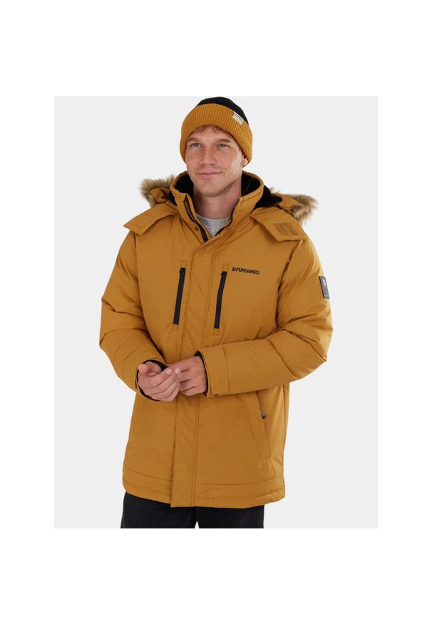 FUNDANGO - Płaszcz Zimowy Męski Fundango Spirit. Kolor: żółty. Materiał: puch. Sezon: zima. Sport: turystyka piesza