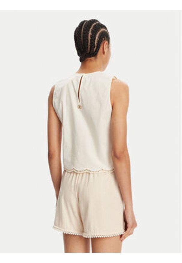 TwinSet - TWINSET Top 251TT2165 Beżowy Loose Fit. Kolor: beżowy. Materiał: bawełna