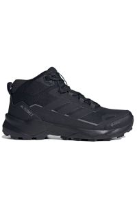 Adidas - Buty męskie adidas Terrex Skychaser AX5 Mid GTX JQ2207 - czarne. Zapięcie: pasek. Kolor: czarny. Materiał: guma, syntetyk, materiał. Szerokość cholewki: normalna. Technologia: Gore-Tex. Wzór: aplikacja, paski. Model: Adidas Terrex. Sport: turystyka piesza