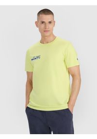4f - 4F T-shirt regular z nadrukiem męski - zielony XXL. Okazja: na co dzień. Kolor: zielony. Materiał: bawełna, jersey, materiał. Długość rękawa: krótki rękaw. Długość: krótkie. Wzór: nadruk. Styl: sportowy, casual, elegancki, klasyczny