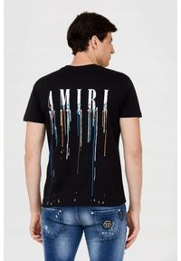 Amiri - AMIRI T-shirt czarny z efektem kolorowej farby. Kolor: czarny. Wzór: kolorowy #4