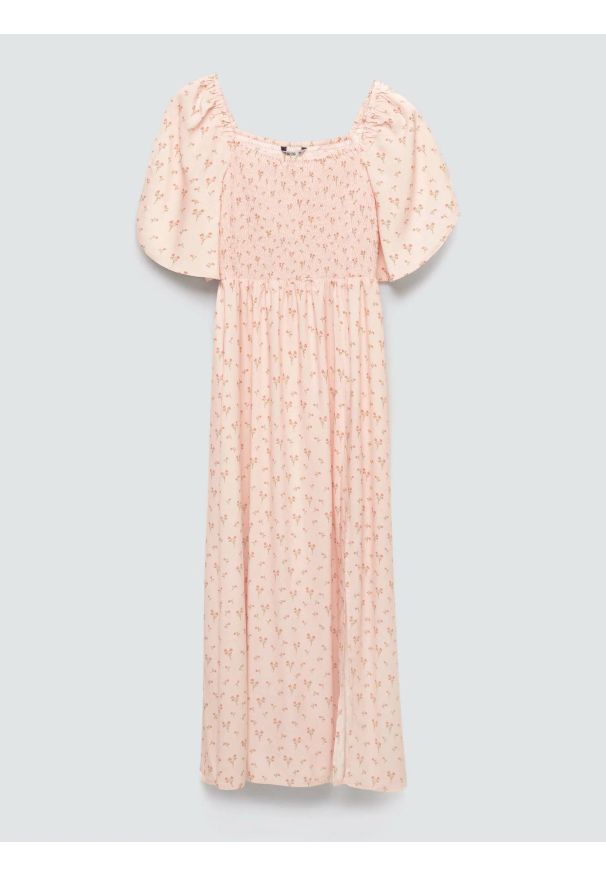 Big-Star - Sukienka damska midi z wiskozy z motywem kwiatowym różowa Bler 600. Typ kołnierza: dekolt w karo. Kolor: różowy. Materiał: wiskoza. Wzór: kwiaty. Długość: midi