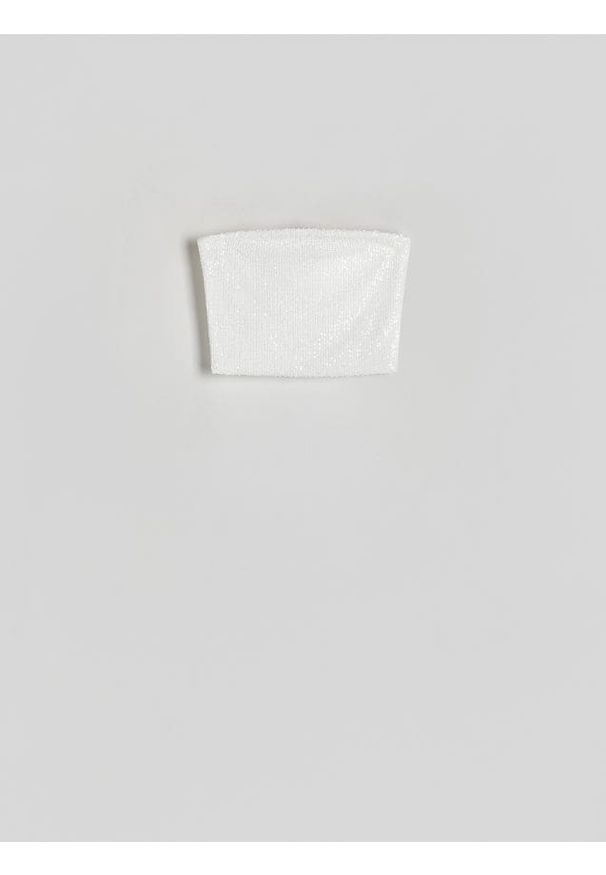 Reserved - Top bandeau z cekinami - złamana biel. Materiał: dzianina
