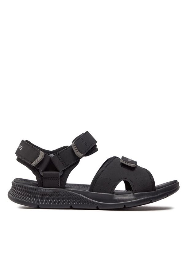 skechers - Skechers Sandały Go Consistent Sandal-Tributary 229097/BBK Czarny. Kolor: czarny. Materiał: skóra