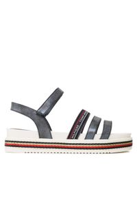 TOMMY HILFIGER - Tommy Hilfiger Sandały Platform Velcro Sandal T3A2-32763-0568 S Granatowy. Kolor: niebieski. Materiał: skóra