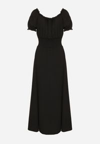 Born2be - Czarna Sukienka Ozdobiona Bufkami Dolinossa. Okazja: na co dzień. Kolor: czarny. Wzór: aplikacja. Sezon: lato. Styl: casual #3