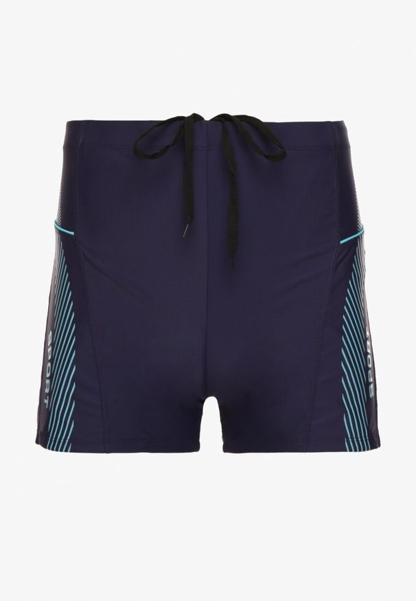 Born2be - Granatowo-Niebieskie Kąpielówki Typu Bokserki Milonessa. Kolor: niebieski. Materiał: len. Długość: krótkie