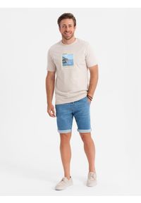 Ombre Clothing - Jeansowe szorty męskie z podwinięta nogawką - jasnoniebieskie V1 OM-SRDS-0161 - XXL. Kolor: niebieski. Materiał: jeans. Sezon: lato. Styl: klasyczny, elegancki #6