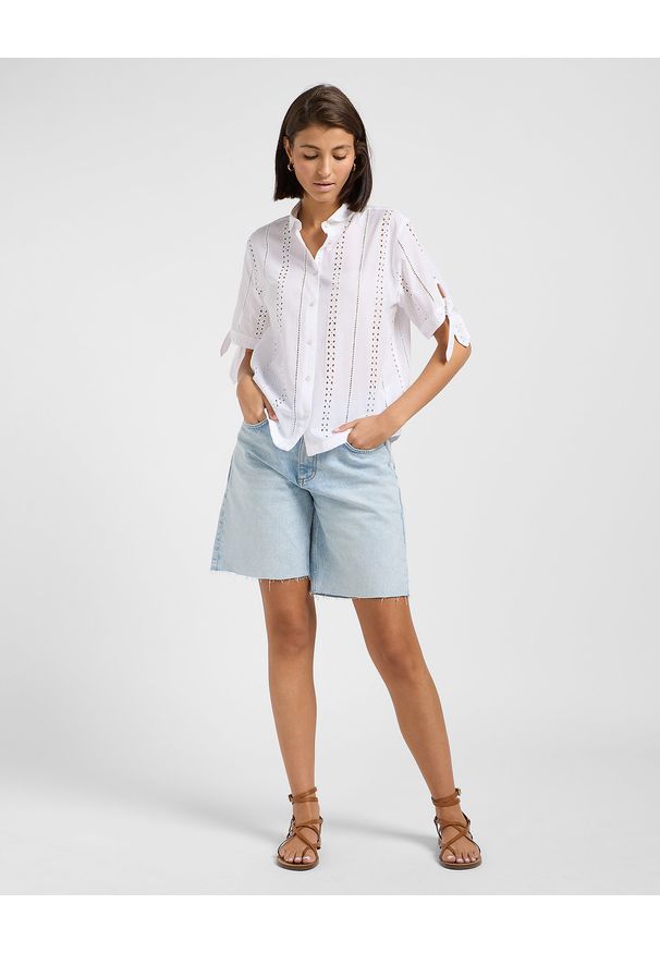 Lee - DAMSKA KOSZULA LEE CAMP TIE SLEEVE BUTTON UP BRIGHT WHITE 112364115