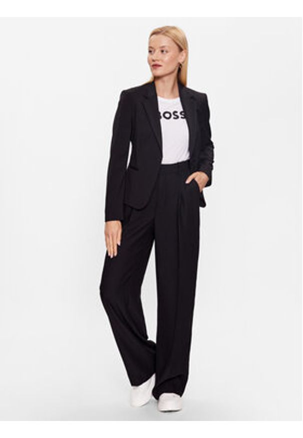 BOSS - Boss Marynarka 50490020 Czarny Slim Fit. Kolor: czarny. Materiał: wełna