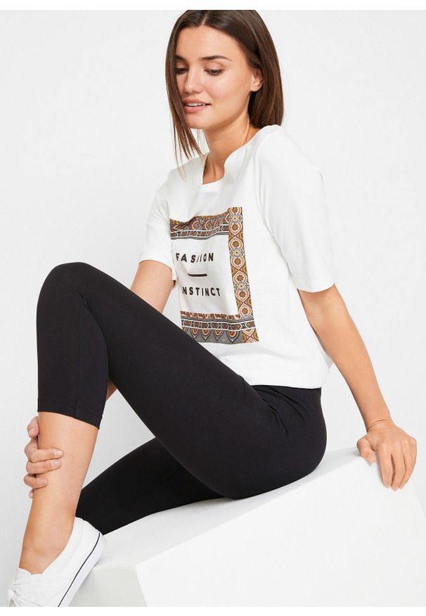 bonprix - Legginsy rybaczki z wygodną talią. Kolor: czarny