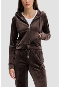 Juicy Couture - JUICY COUTURE Czekoladowa bluza damska Madison Outline Hoodie, Rozmiar S. Okazja: na co dzień. Kolor: brązowy. Materiał: materiał. Styl: casual, elegancki #2