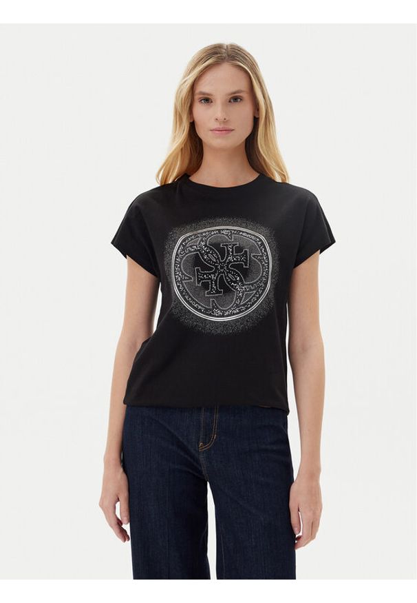 Guess T-Shirt W5YI14 I3Z14 Czarny Regular Fit. Kolor: czarny. Materiał: bawełna