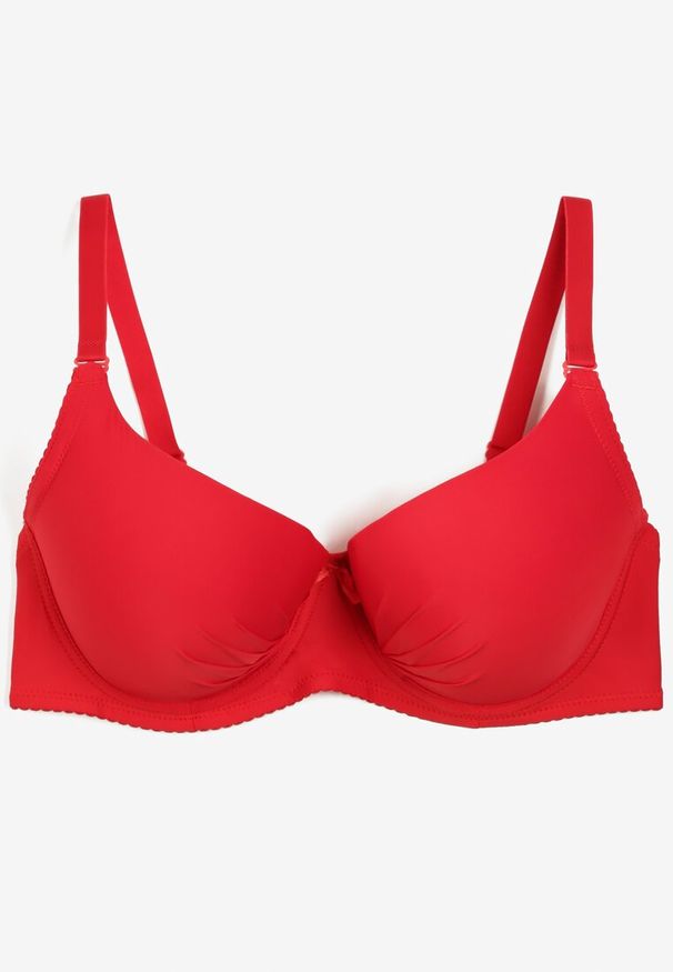 Born2be - Czerwony Biustonosz Typu Full-Cup z Regulowanymi Ramiączkami Kandras. Kolor: czerwony. Materiał: jeans