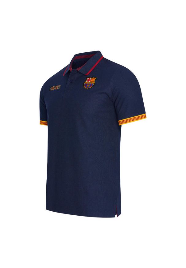 FC Barcelona polo męskie. Typ kołnierza: polo. Kolor: niebieski. Materiał: bawełna