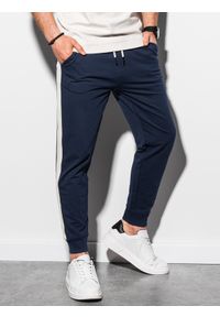 Ombre Clothing - Spodnie męskie dresowe joggery P951 - granatowe - XXL. Kolor: niebieski. Materiał: dresówka #3