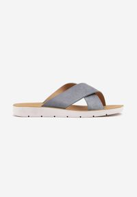 Born2be - Niebieskie Klapki z Cholewką ze Skrzyżowanymi Paskami Liorane. Okazja: na co dzień. Kolor: niebieski. Wzór: haft. Sezon: lato. Styl: elegancki, casual #6