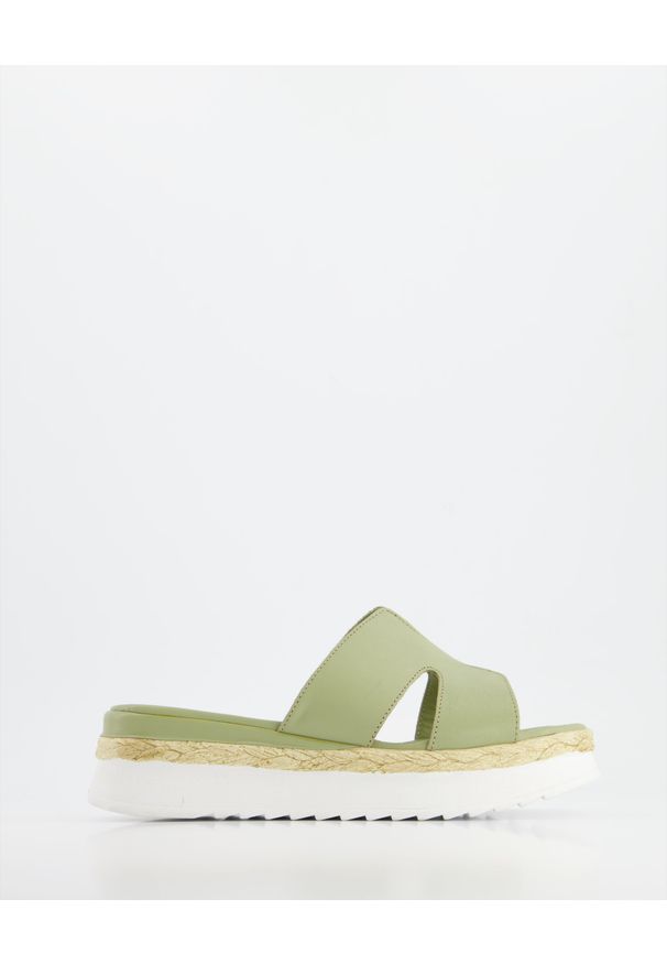 Venezia - KLAPKI DAMSKIE 221678 GREEN. Materiał: skóra, syntetyk. Obcas: na obcasie. Wysokość obcasa: średni