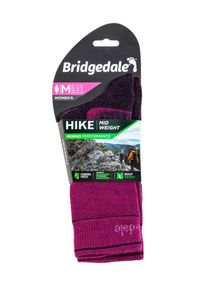 BRIDGEDALE - Skarpety do turystyki damskie Bridgedale HIKE MW END BO ORI LD. Kolor: fioletowy. Sport: turystyka piesza