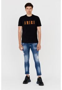 Amiri - AMIRI T-shirt męski czarny z pomarańczowym logo, Rozmiar XXL. Kolor: czarny #3