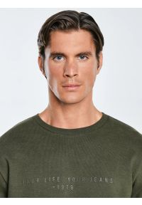 Big-Star - Bluza męska ze splotem pique khaki Wiron 303. Okazja: na co dzień. Kolor: zielony. Materiał: jeans, tkanina, materiał, dzianina. Wzór: ze splotem. Styl: klasyczny, casual #4