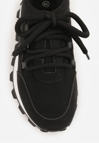 Born2be - Czarne Sneakersy na Grubej Tłoczonej Podeszwie Zerda. Okazja: na co dzień. Kolor: czarny. Materiał: jeans #2