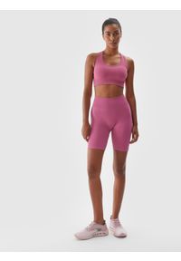 4f - 4F Legginsy kolarki treningowe damskie - fioletowe XS/S. Stan: podwyższony. Kolor: różowy. Materiał: dzianina, materiał, syntetyk, włókno, elastan. Długość: krótkie. Wzór: jednolity. Sport: fitness