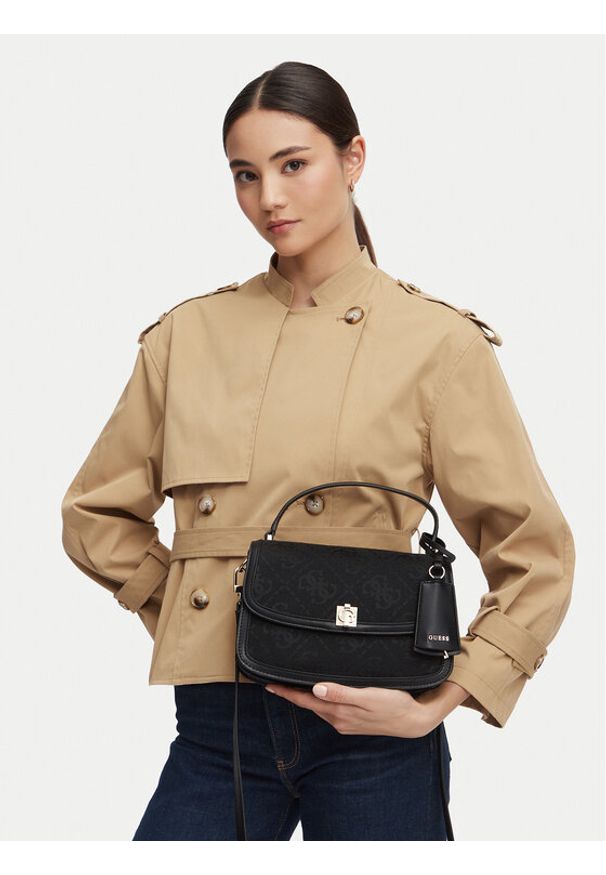 Guess Torebka Audrey Logo HWJG97 55210 Czarny. Kolor: czarny. Materiał: skórzane