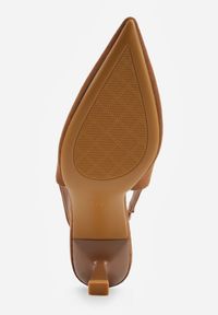 Born2be - Brązowe Czółenka VICES na Klepsydrowej Szpilce z Odkrytą Piętą Azisera. Kolor: brązowy. Materiał: jeans. Styl: elegancki #8