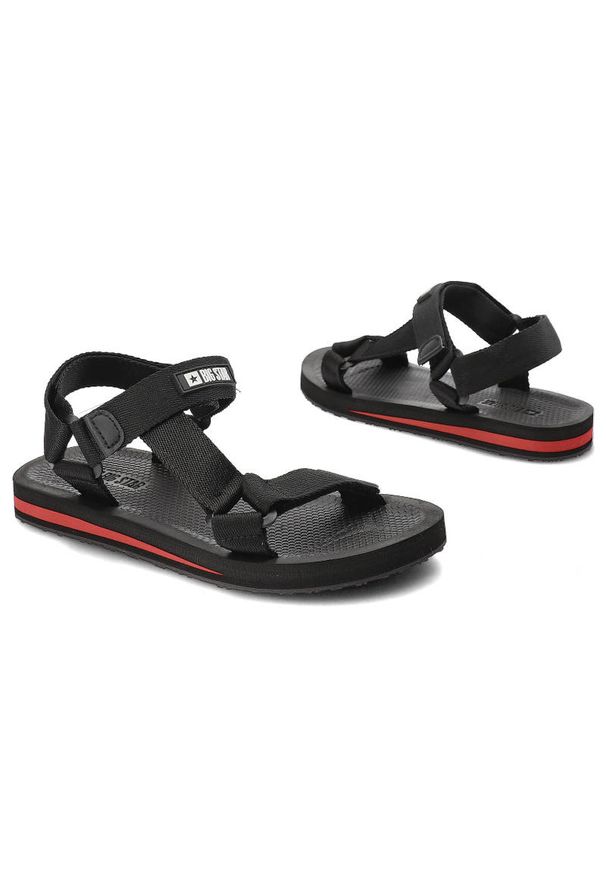 Big-Star - Czarne Sandały Big Star Wygodne Buty Damskie. Okazja: na co dzień. Zapięcie: rzepy. Kolor: czarny. Materiał: materiał. Sezon: lato. Styl: casual, sportowy, wakacyjny