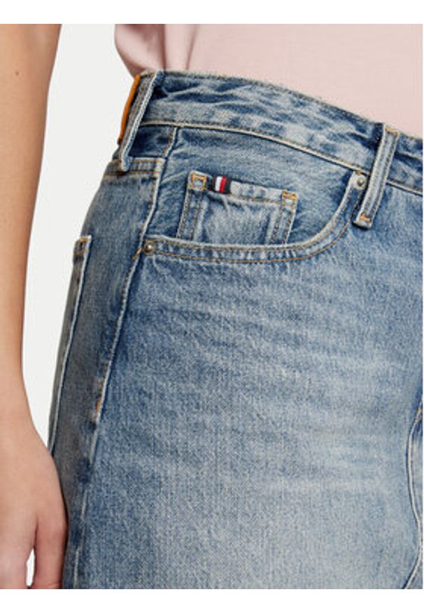 TOMMY HILFIGER - Tommy Hilfiger Spódnica jeansowa WW0WW44334 Niebieski Regular Fit. Kolor: niebieski. Materiał: bawełna