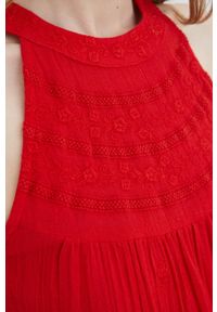 Superdry bluzka bawełniana kolor czerwony. Okazja: na co dzień. Kolor: czerwony. Materiał: bawełna. Długość rękawa: na ramiączkach. Styl: casual #2