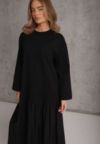 Renee - Czarna Pudełkowa Sukienka z Bawełny Chalisia. Kolor: czarny. Materiał: bawełna. Typ sukienki: proste. Styl: street #5