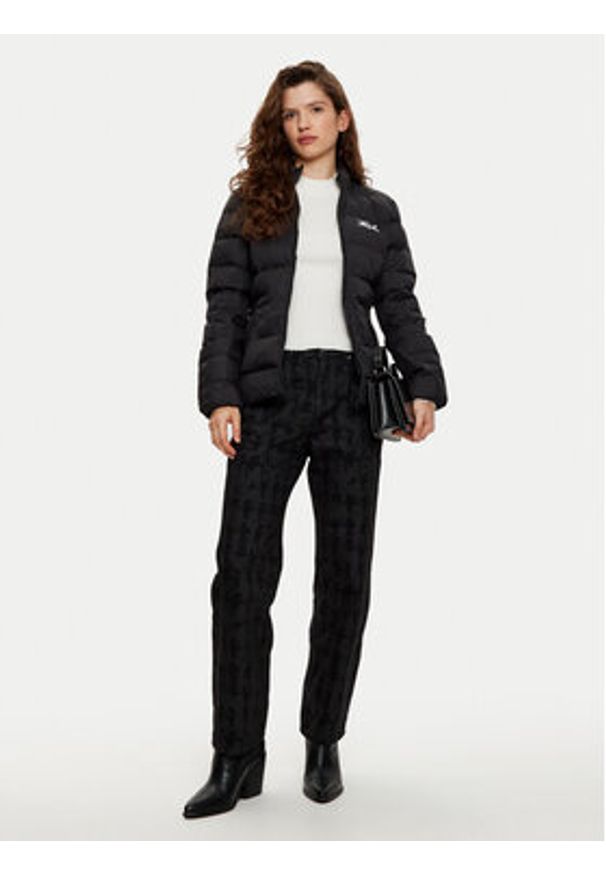 Karl Lagerfeld - KARL LAGERFELD Kurtka puchowa 246W1513 Czarny Slim Fit. Typ kołnierza: dekolt w karo. Kolor: czarny. Materiał: syntetyk