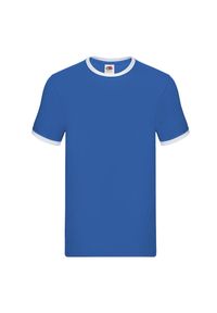 FRUIT OF THE LOOM - T-shirt Męski Ringer. Kolor: biały, wielokolorowy, niebieski