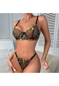 Intica - Komplet bielizny z fiszbinami i haftem Cherida. Kolor: wielokolorowy. Materiał: materiał. Wzór: haft #7