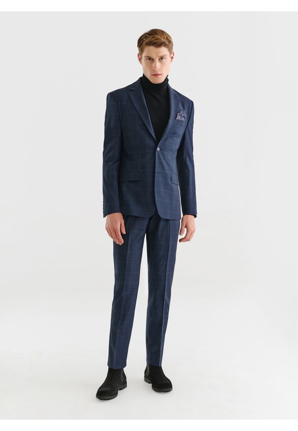 Pako Lorente - PAKO LORENTE – Granatowe spodnie garniturowe z wełną. Kolor: niebieski. Materiał: wełna