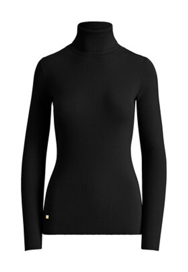 Lauren Ralph Lauren Golf L/s Turtle Neck 200643398011 Czarny Slim Fit. Typ kołnierza: golf. Kolor: czarny. Materiał: bawełna