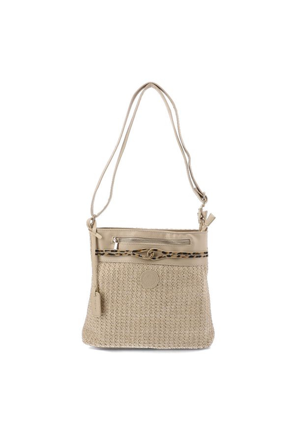 Torebka damska Rieker, z tekstylnego materiału o plecionej strukturze z regulowanym paskiem na ramię praktyczną kieszenią z przodu i lekką wygodną fo. Kolor: beżowy. Wzór: motyw zwierzęcy. Sezon: lato. Materiał: skórzane. Styl: casual, elegancki, wakacyjny. Rodzaj torebki: na ramię