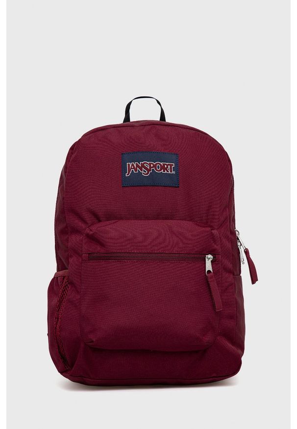 JanSport - Jansport plecak kolor bordowy duży gładki. Kolor: czerwony. Wzór: gładki